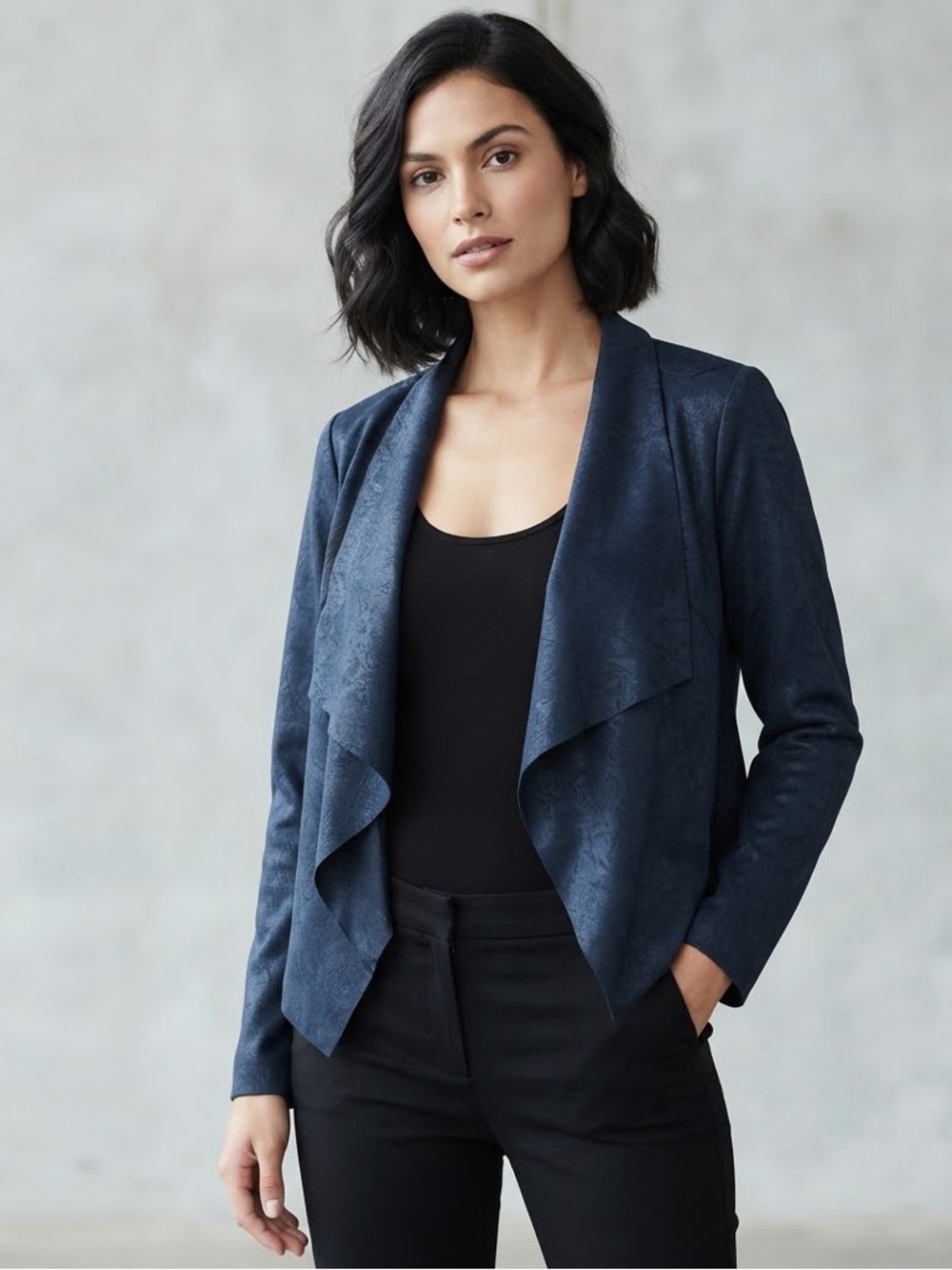 GEORGIE" black soft faux-fur metallic faux fur jacket with hoodie